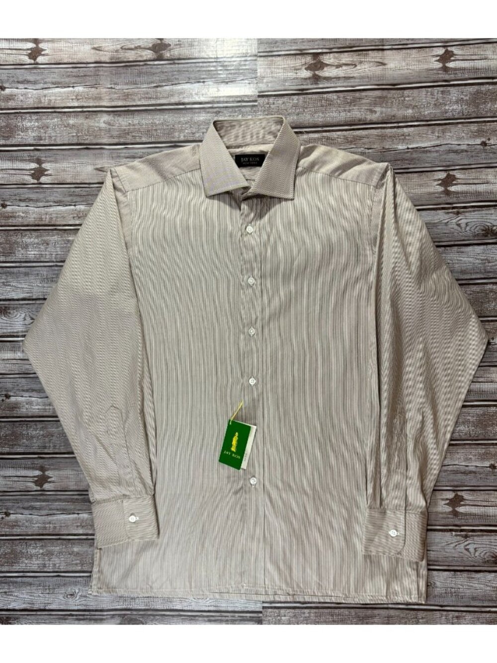 Jay Kos striped button up Shirt sz 41 16 US M NWT brown $ 320 Made in England